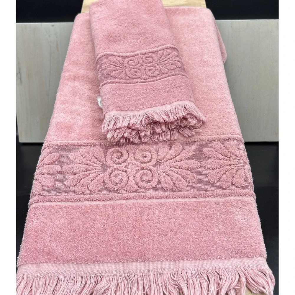Vintage Cannon Monticello USA  Rose Pink Bath And Hand Towel